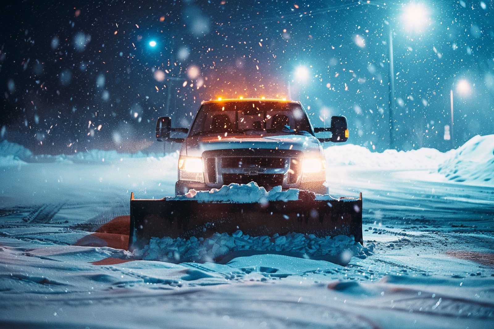 Snow plow at work
